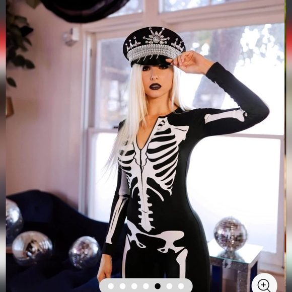 NWT! Tipsy Elves, Skeleton Bodysuit Costume, Black/White, Size Medium -$79.95 - Picture 5 of 13